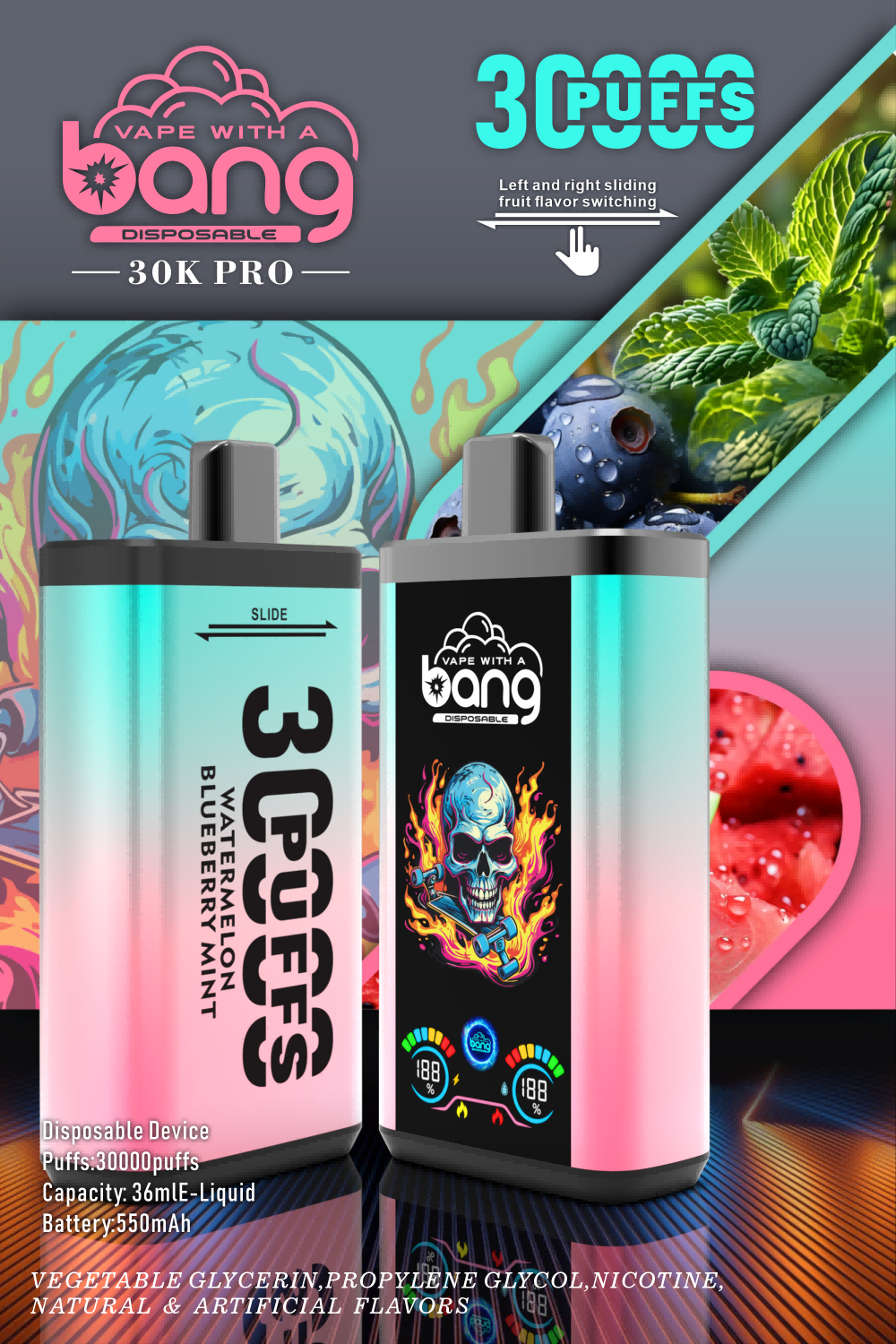 Bang 30000 Puffs - Dual Flavors - Display Screen - Disposable Vape
