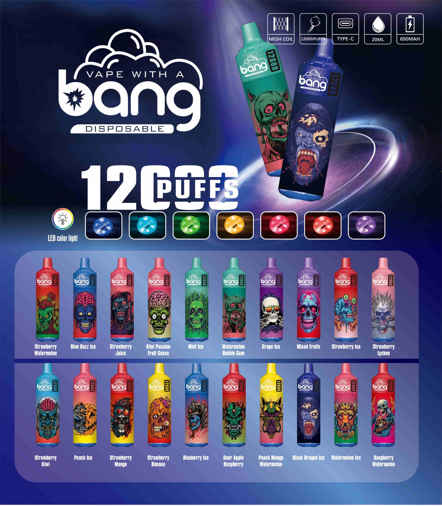 Bang 12000 Puffs - LED - Disposable Vape