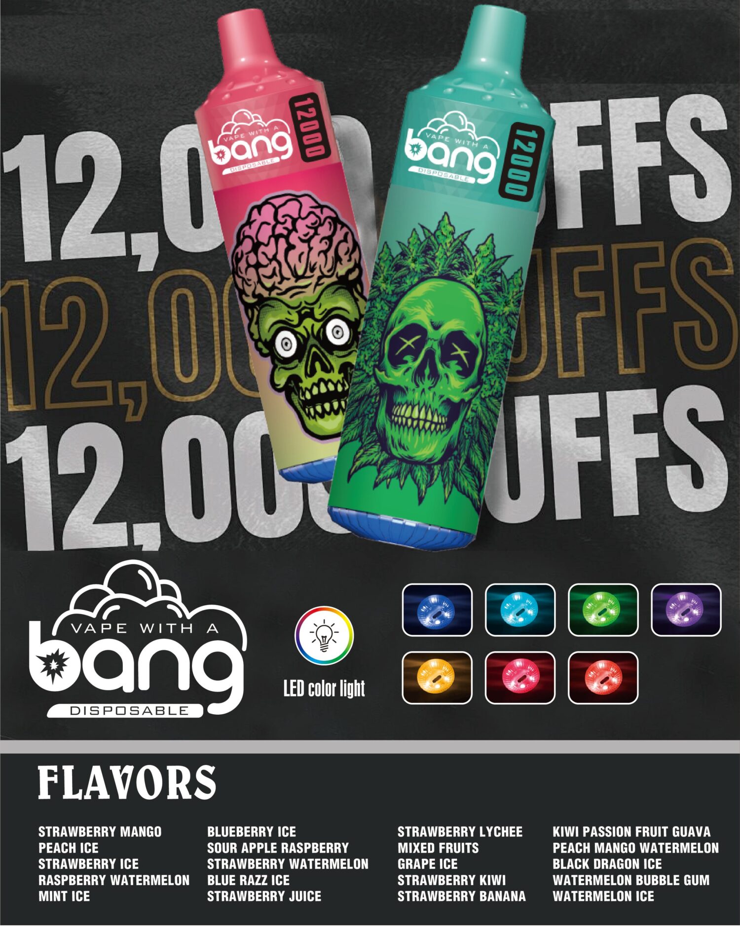 Bang 12000 Puffs - LED - Disposable Vape
