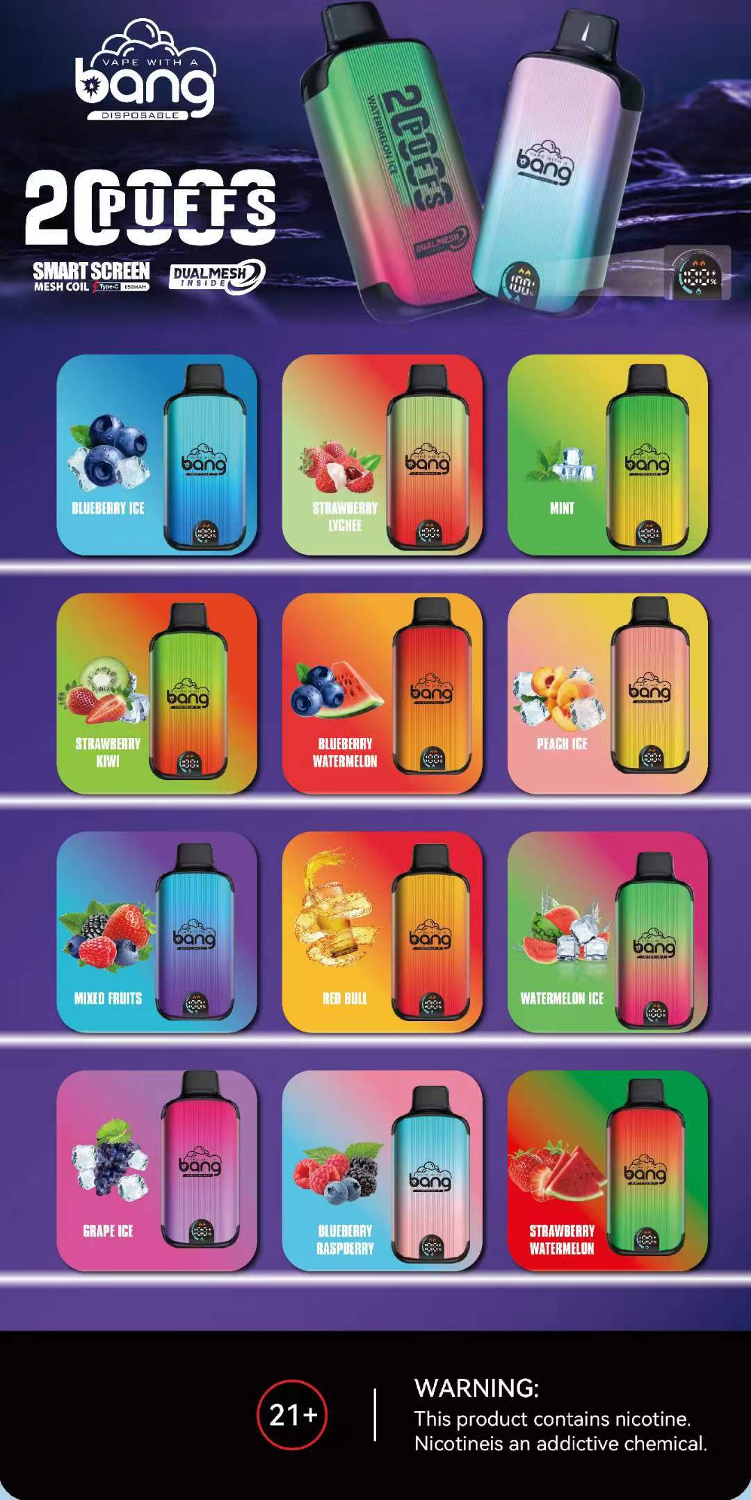 Bang 20000 Puffs - Display Screen - Disposable Vape