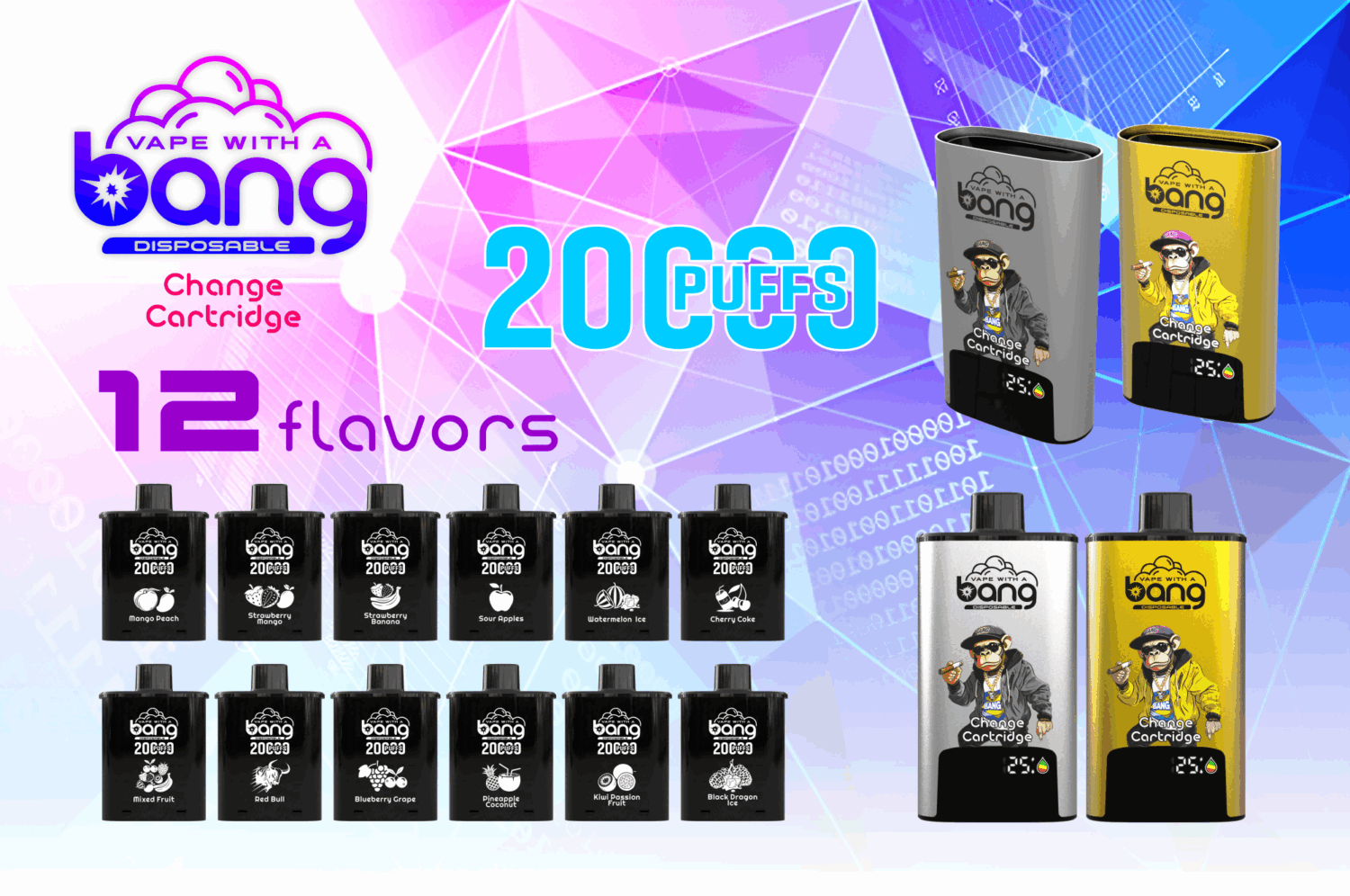 Bang 20000 Puffs - Replaceable Cartridge - Refillable Vape