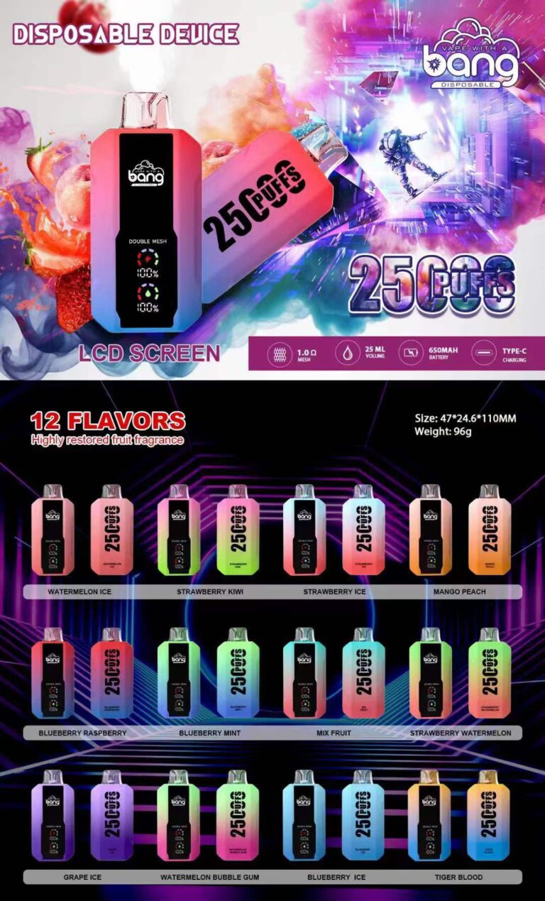 Bang 25000 Puffs - Display Screen - Disposable Vape flavors