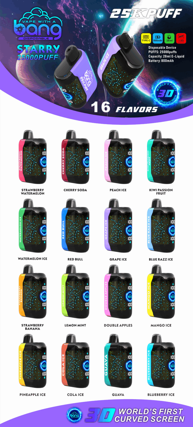 Bang 25000 Puffs - Starry - Disposable Vape flavors