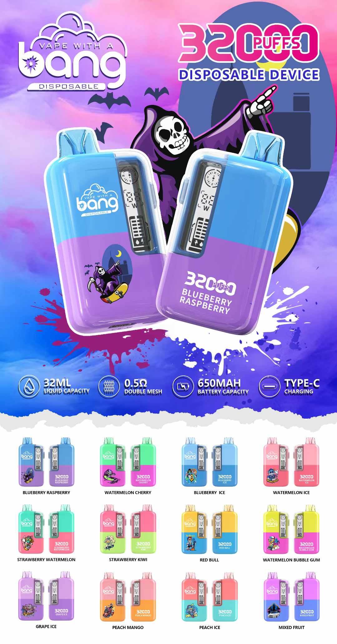 Bang 32000 Puffs - Adjustable Wattage - Disposable Vape