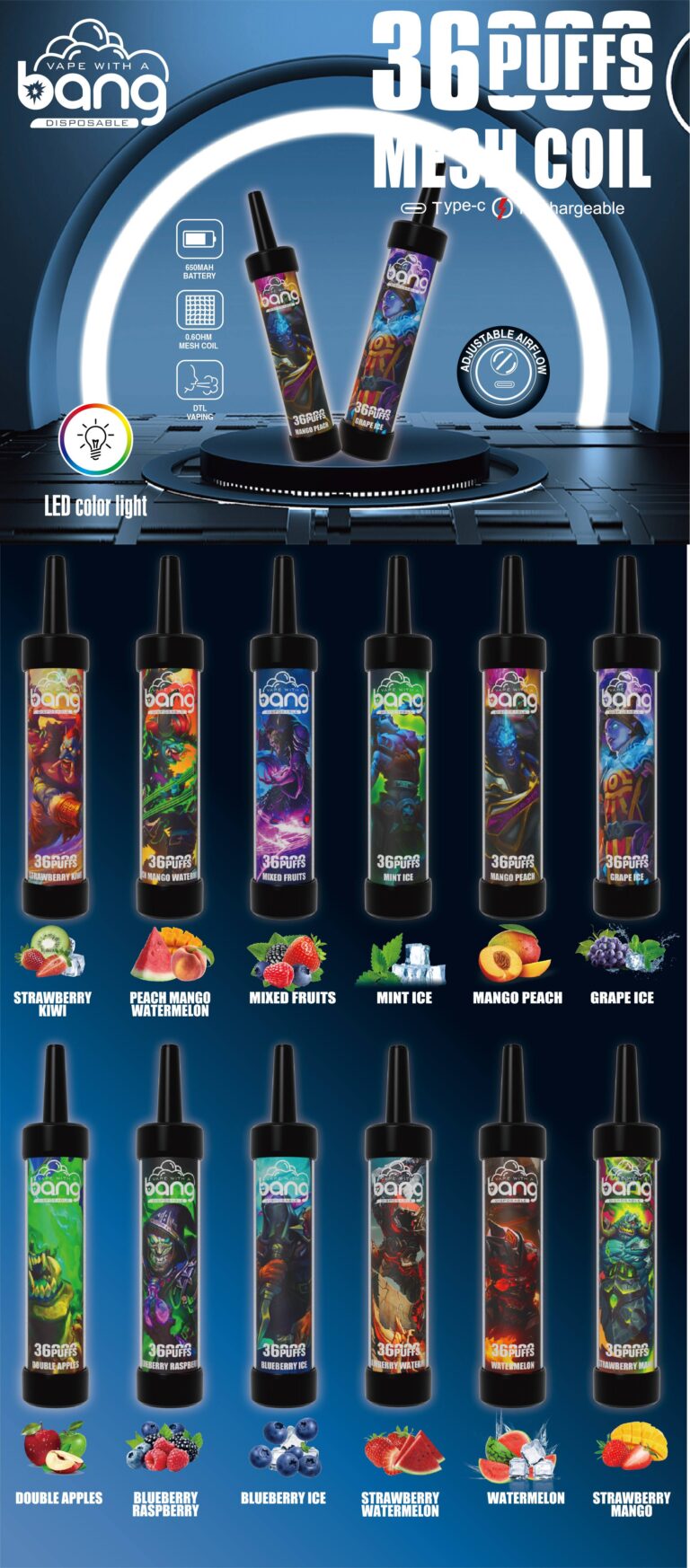 Bang 36000 Puffs -  Shisha / Hookah - Disposable Vape specifications