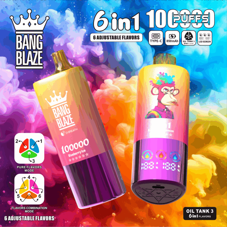 Bang Blaze 100,000 Puffs - 6 in 1 Flavor - Disposable Vape overview