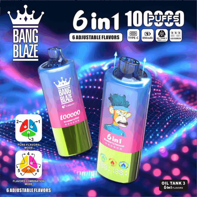 Bang Blaze 100,000 Puffs - 6 in 1 Flavor - Disposable Vape specifications