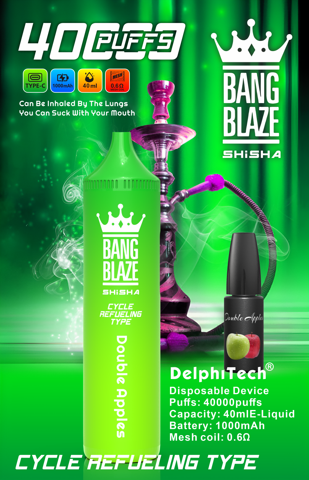 Bang Blaze 40000 Puffs Shisha/Hookah - Refillable Vape