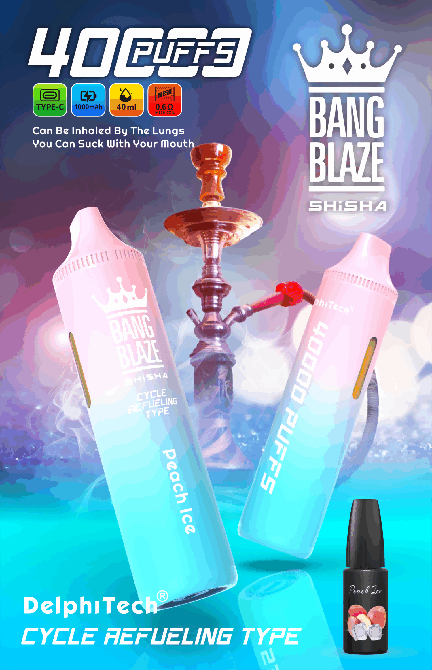Bang Blaze 40000 Puffs Shisha/Hookah - Refillable Vape