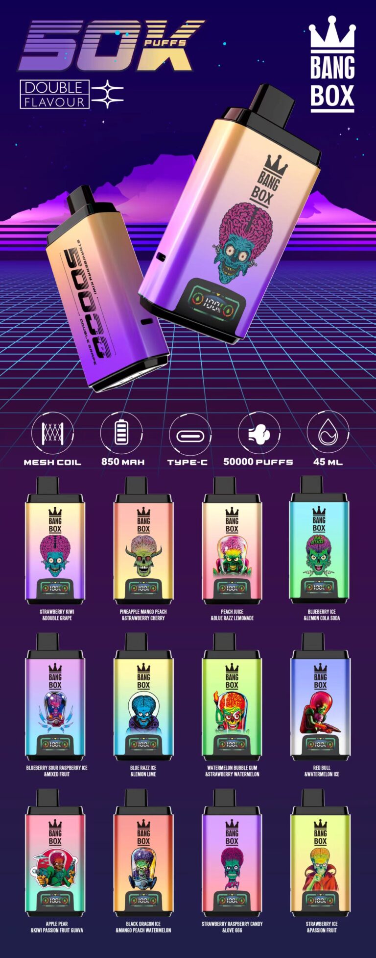 Bang Box 50000 Puffs - Dual-Flavor - Disposable Vape flavors