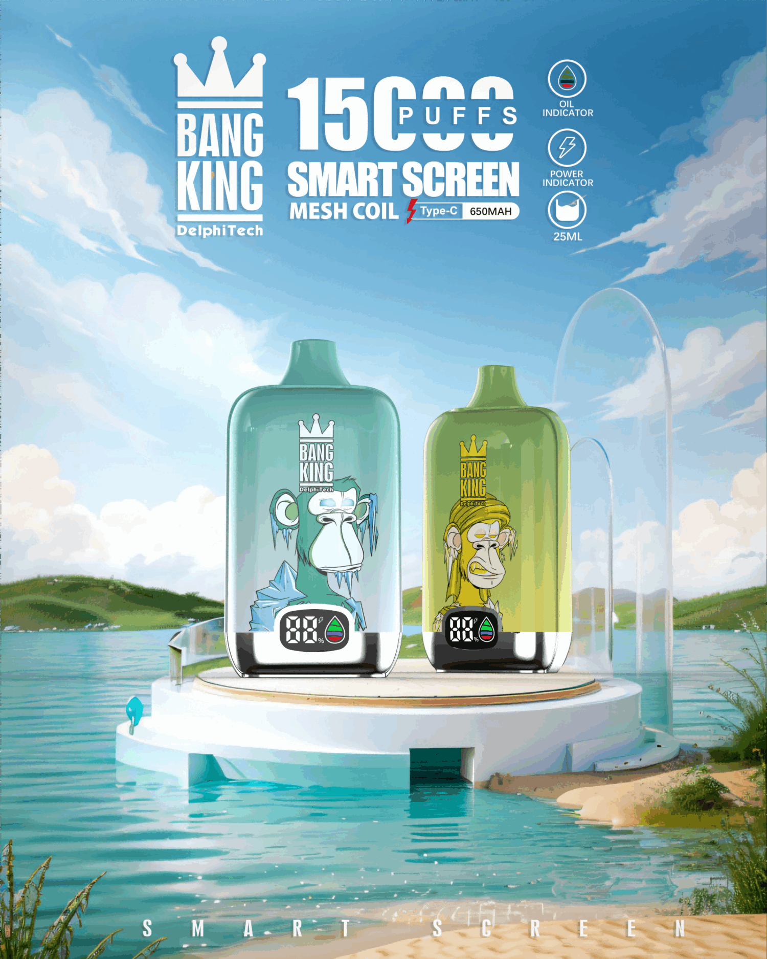 Bang King 15000 Puffs - Display Screen - Disposable Vape