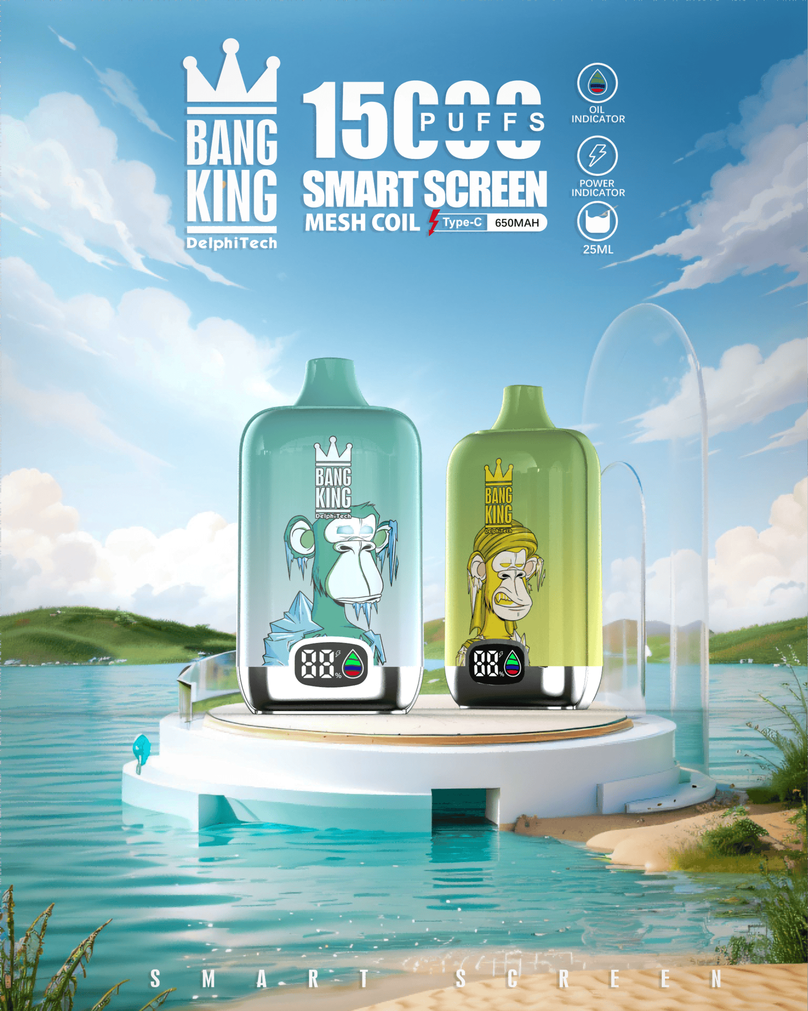 Bang King 15000 Puffs - Display Screen - Disposable Vape