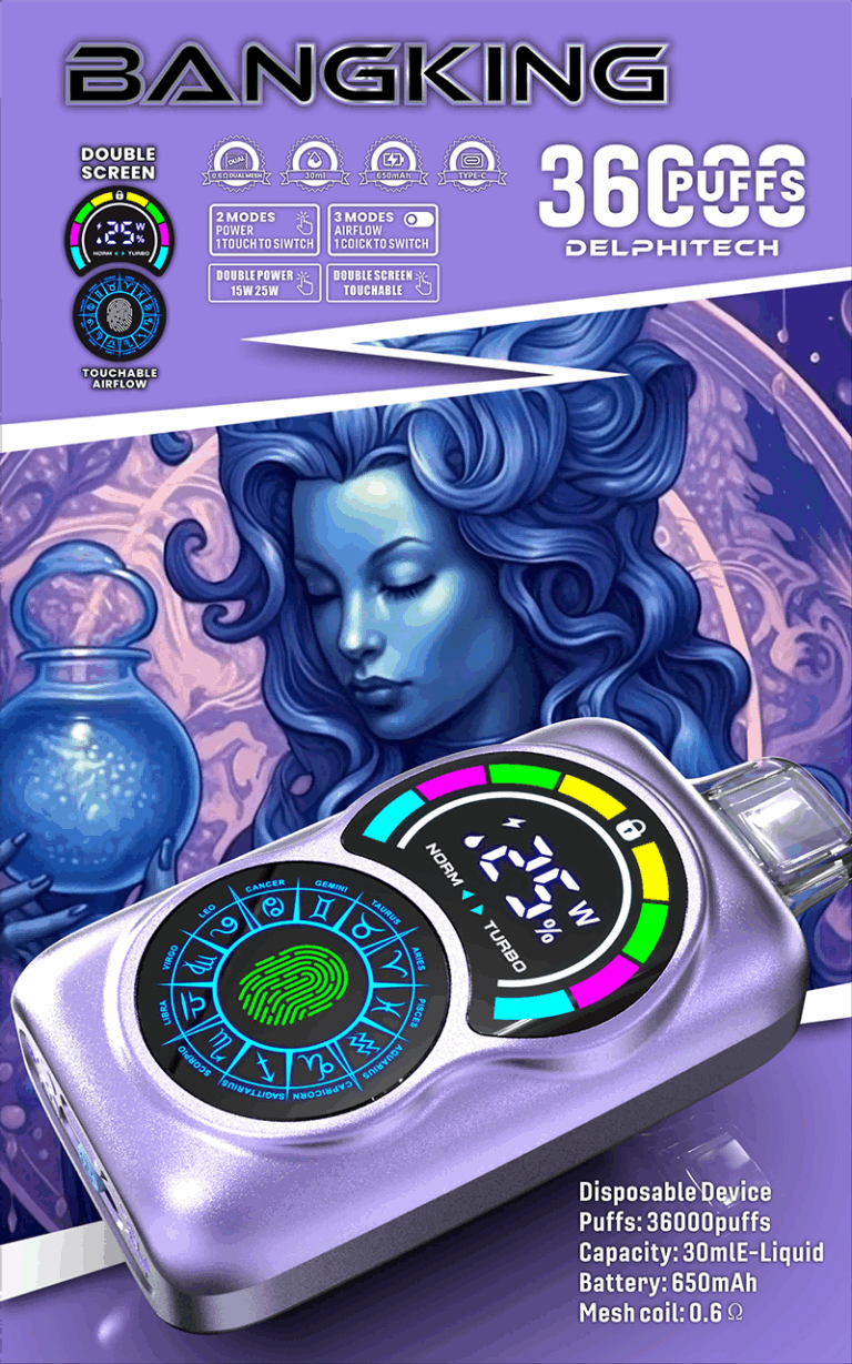 Bang King 36000 Puffs – Fingerprint Unlock Vape- Disposable Vape overview