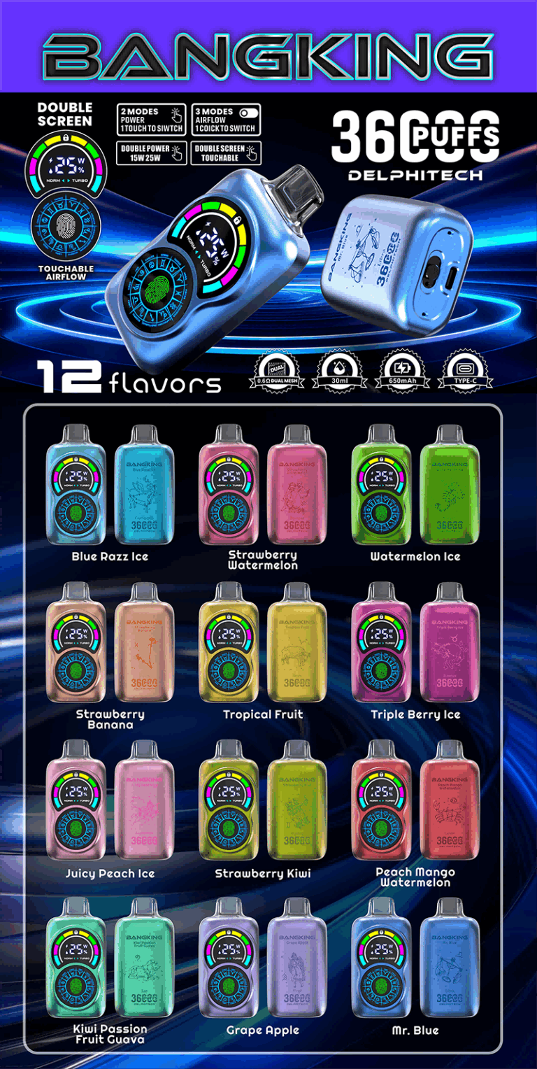 Bang King 36000 Puffs – Fingerprint Unlock Vape- Disposable Vape flavors