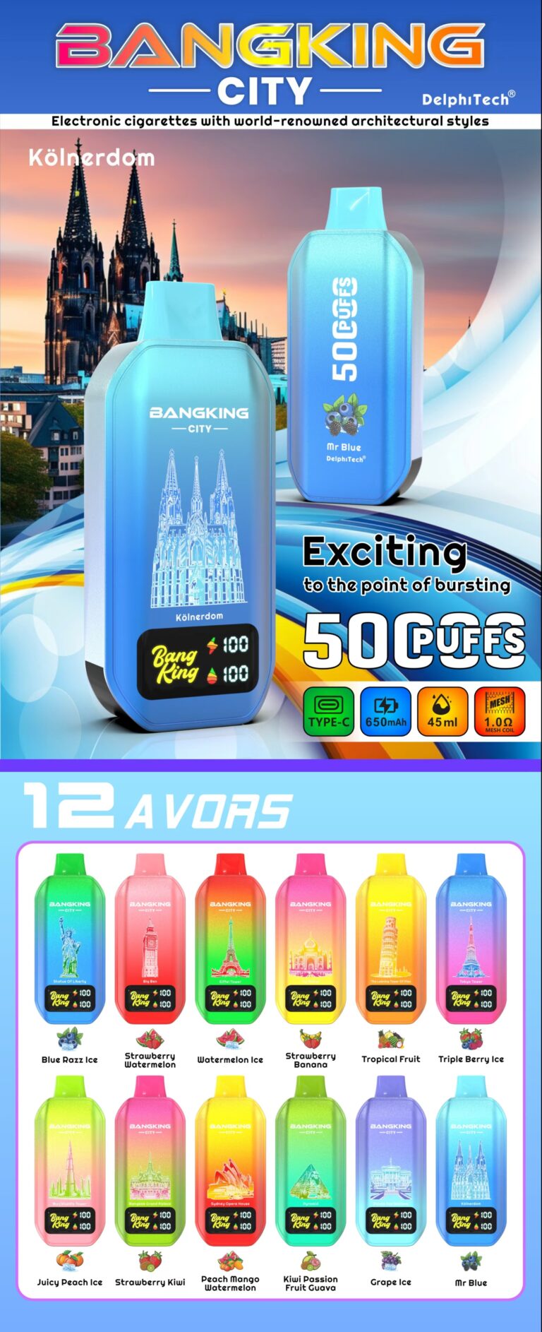 Bang King 50000 Puffs – World Cities - Disposable Vape flavors