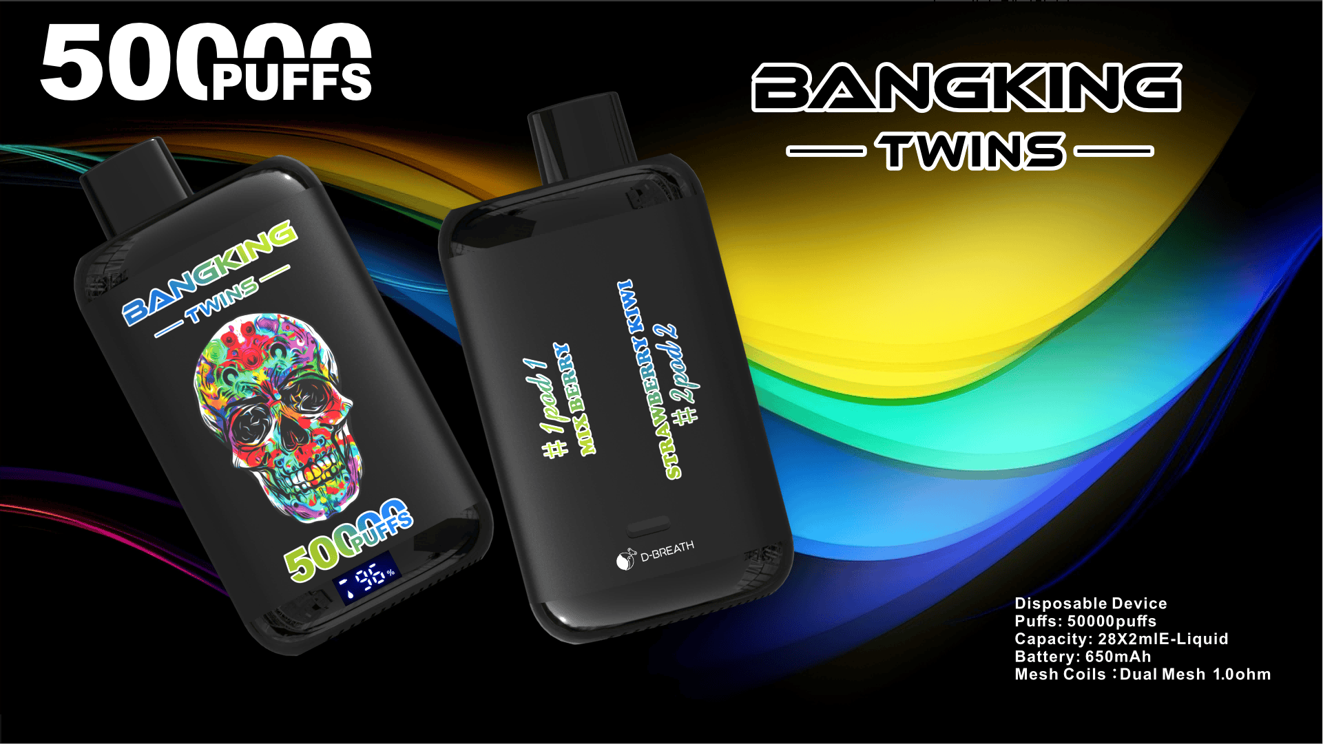 Bang King Twins 50000 Puffs - Dual-Flavor- Disposable Vape