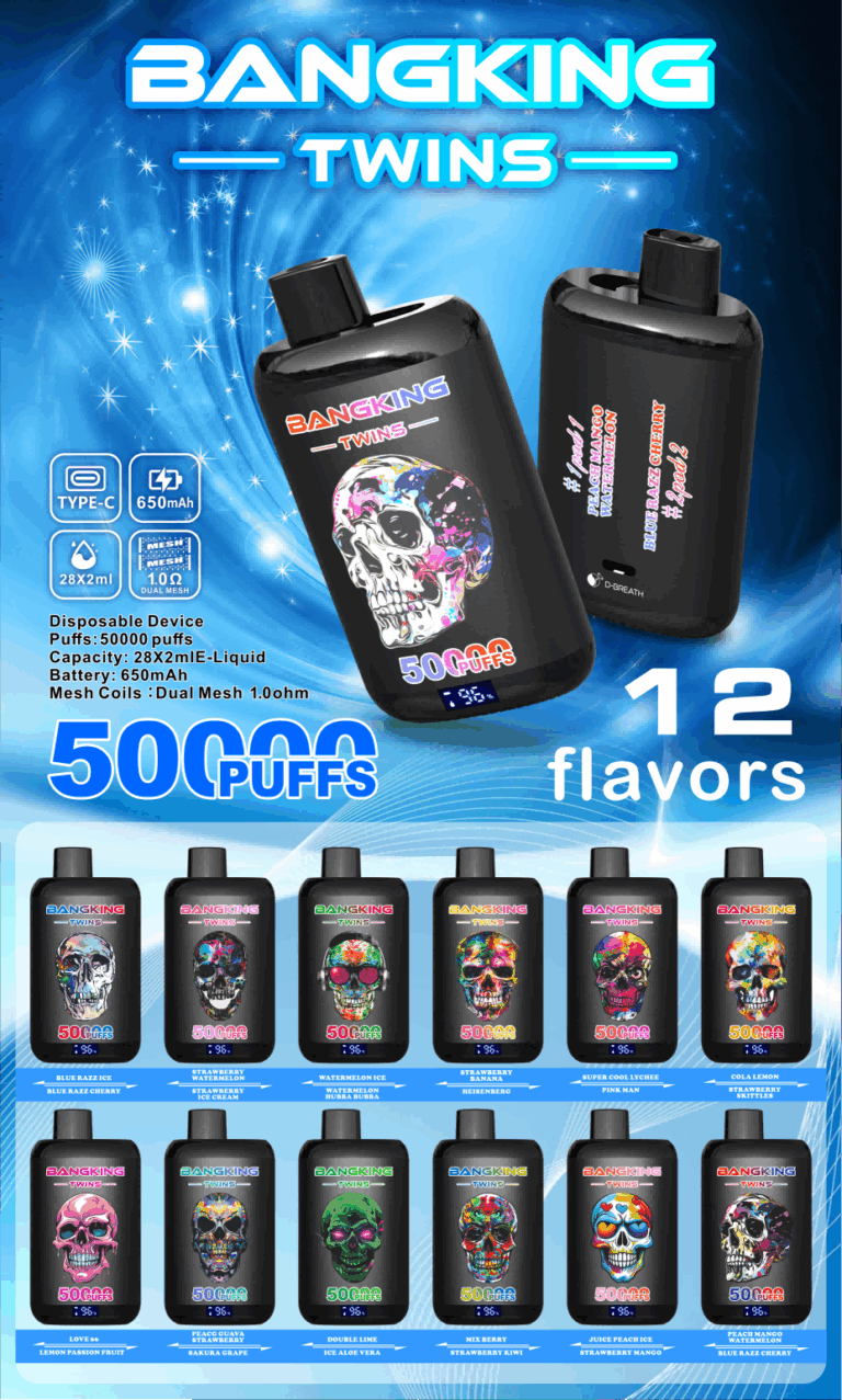Bang King Twins 50000 Puffs - Dual-Flavor- Disposable Vape specifications