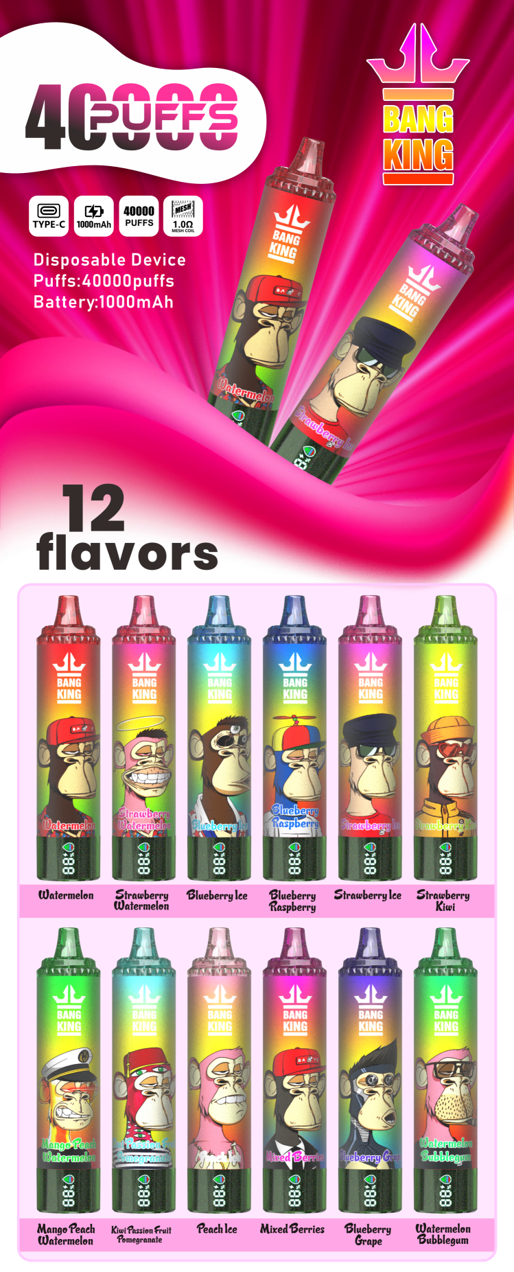 Bang King 40000 40k Blaze Vape Poster2