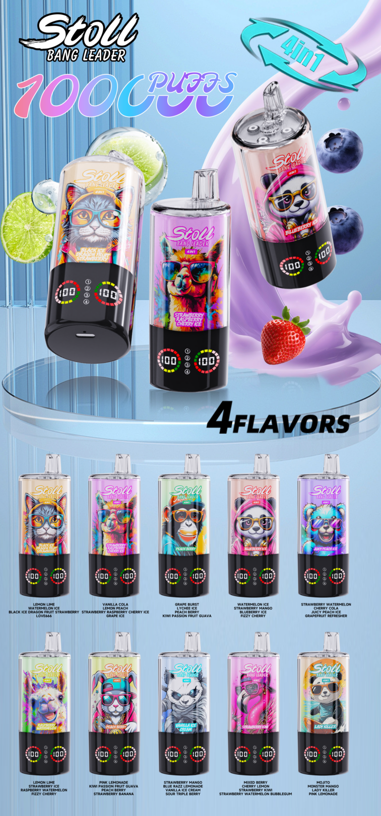 Bang Leader 100k Puffs 4 in 1 Flavor flavors