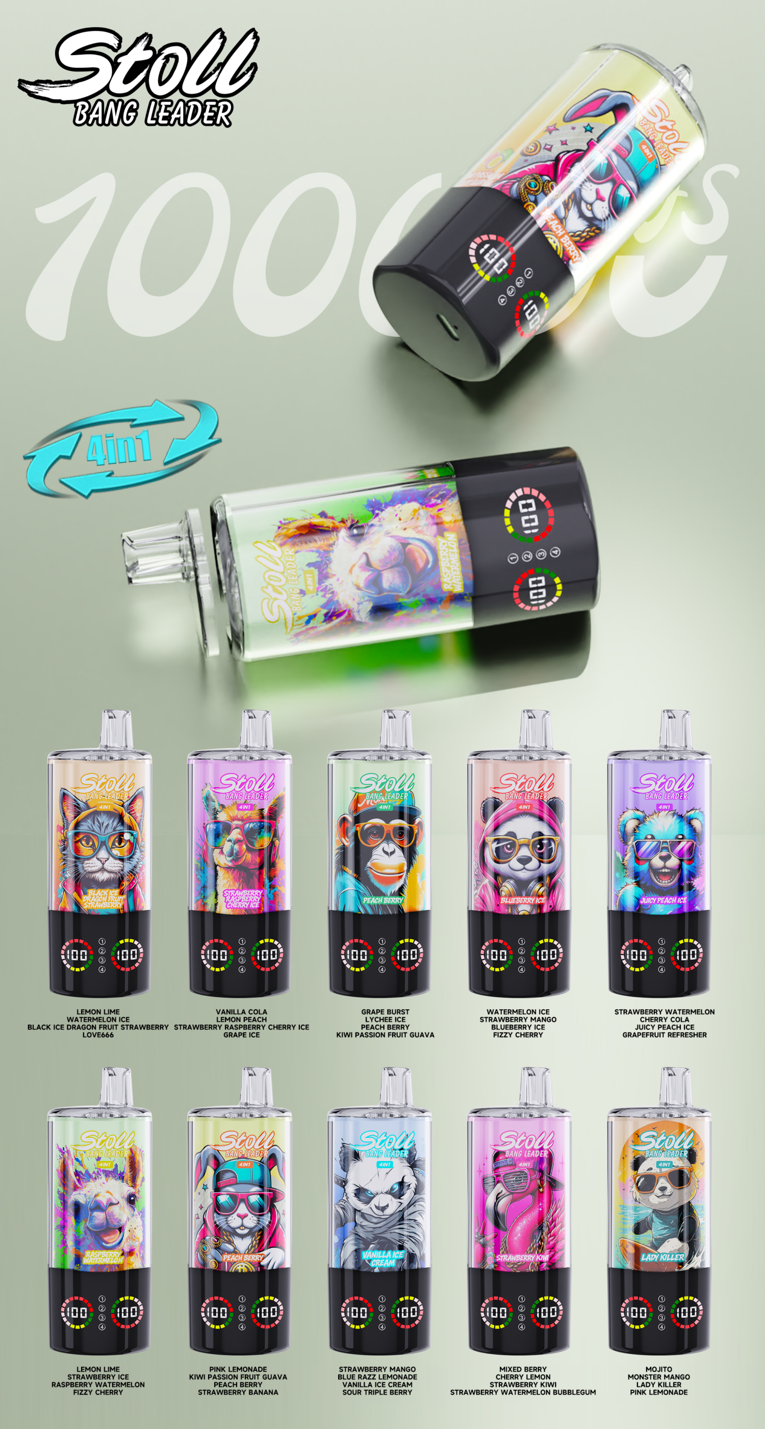 bang leader 100k 4 in 1 - poster1 Bang Leader 100k Puffs 4 in 1 Flavor