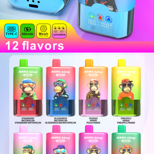bang king 100k 3 in 1 flaors - poster Bang King 100k Puffs - Switchable 3 Flavors with Screen - Disposable Vape