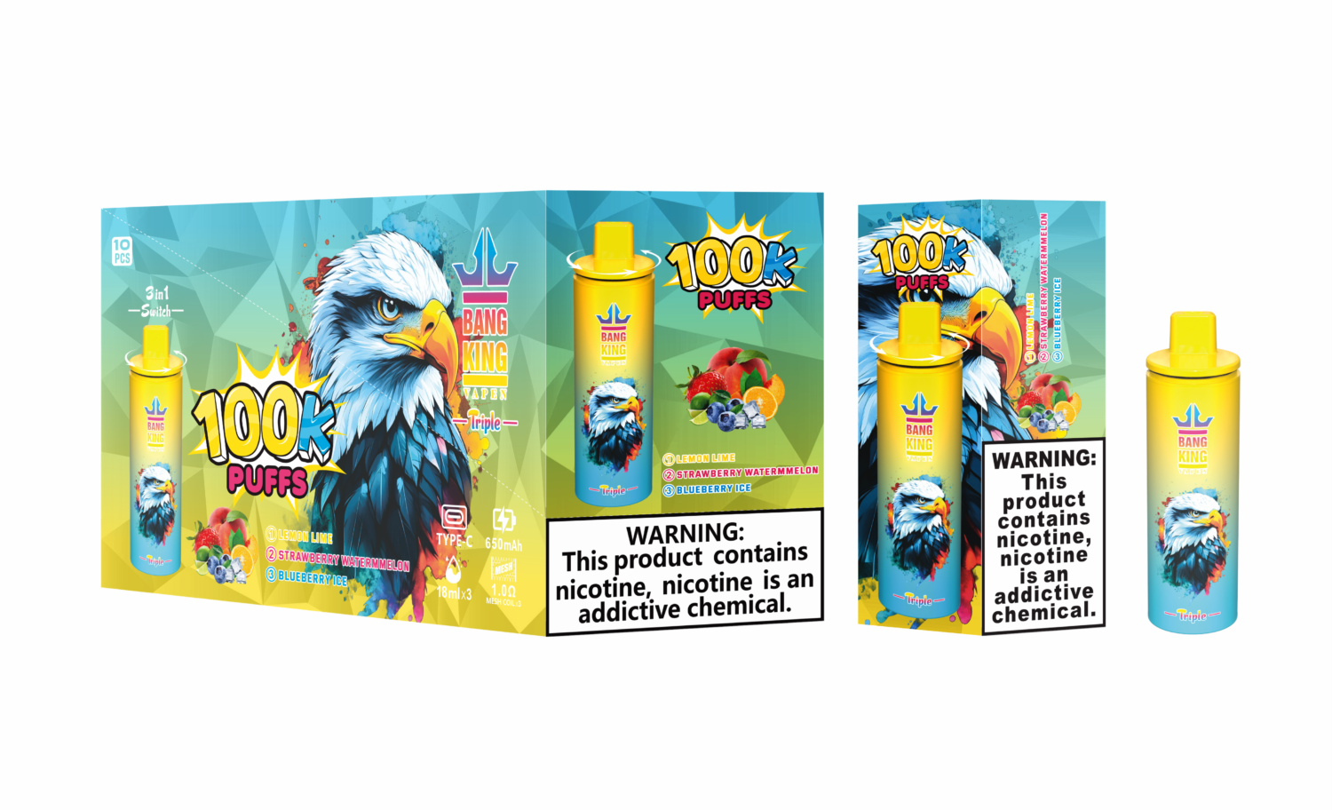 Bang King 100k Puffs - 3 in 1 Flavor - Disposable Vape