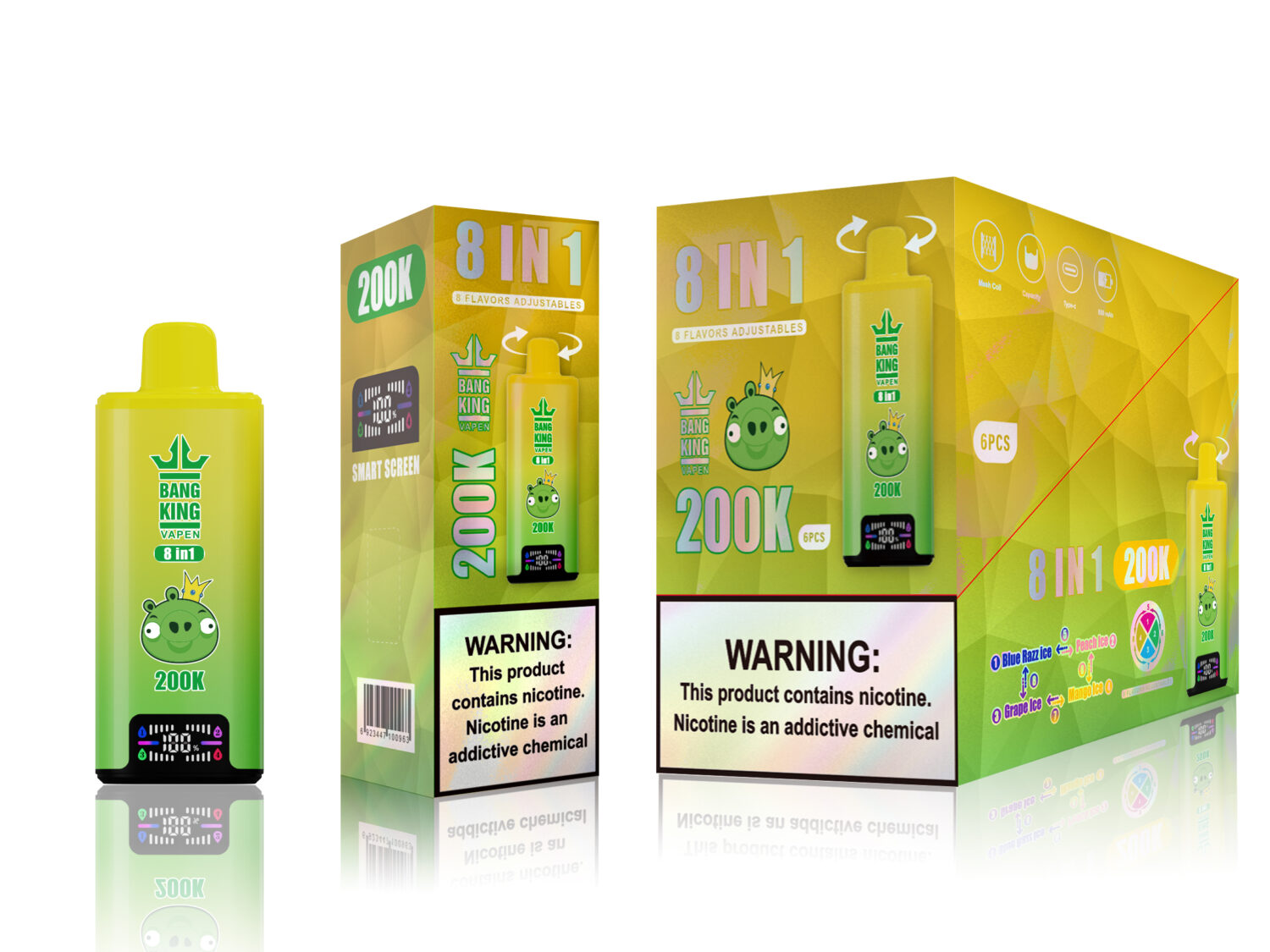 bang king 200k 8 in 1 angry bird - pack Bang King 200k Puffs Angry Bird 8 in 1 - Disposable Vape