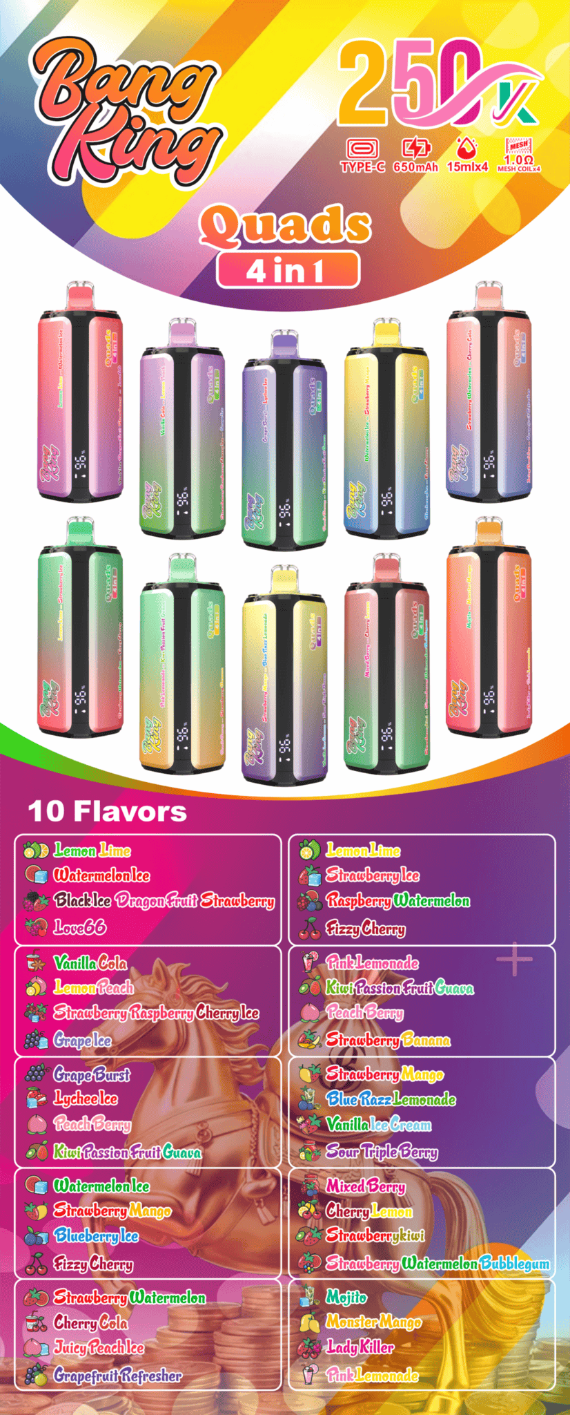 Bang King 250k Puffs 4 in 1 Flavors - Disposable Vape