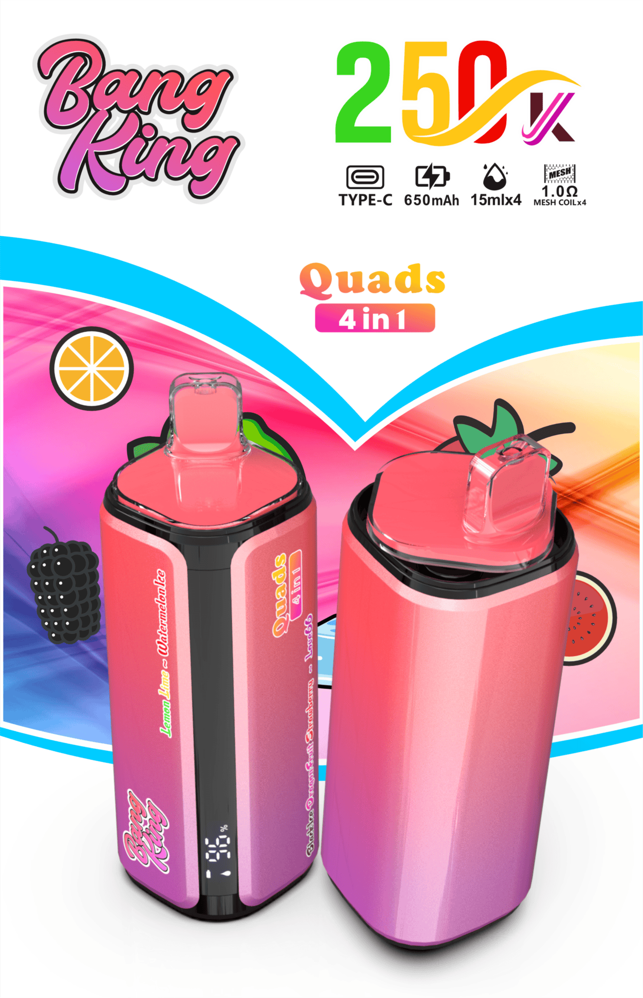 Bang King 250k Puffs 4 in 1 Flavors - Disposable Vape