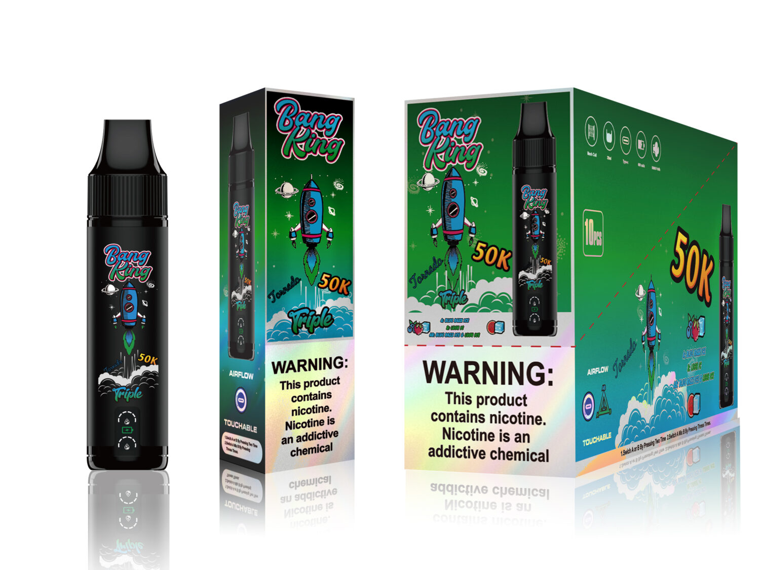 bang king 50000 3 in 1 - pack Bang King 50k Puffs 3 in 1 Flavors - Rocket - Disposable Vape