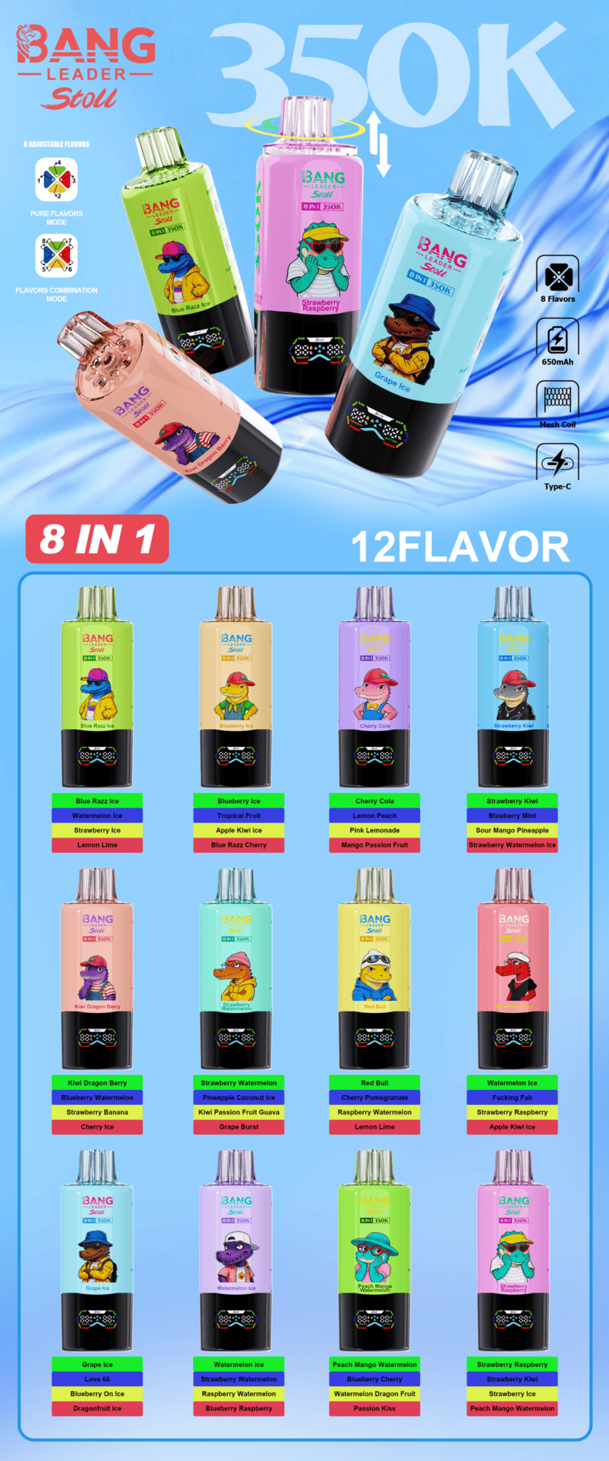 Bang Leader 350k Puffs 8 in 1