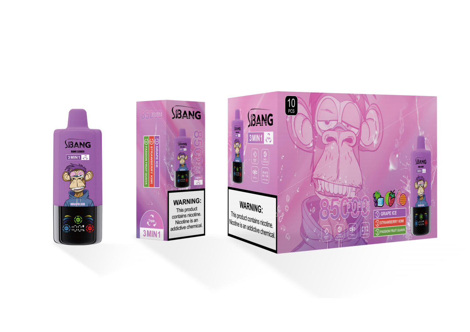 bang leader 85k puffs 3 in 1 - pack Bang Leader 85000 Puffs - 3 in 1 Flavors - Disposable Vape