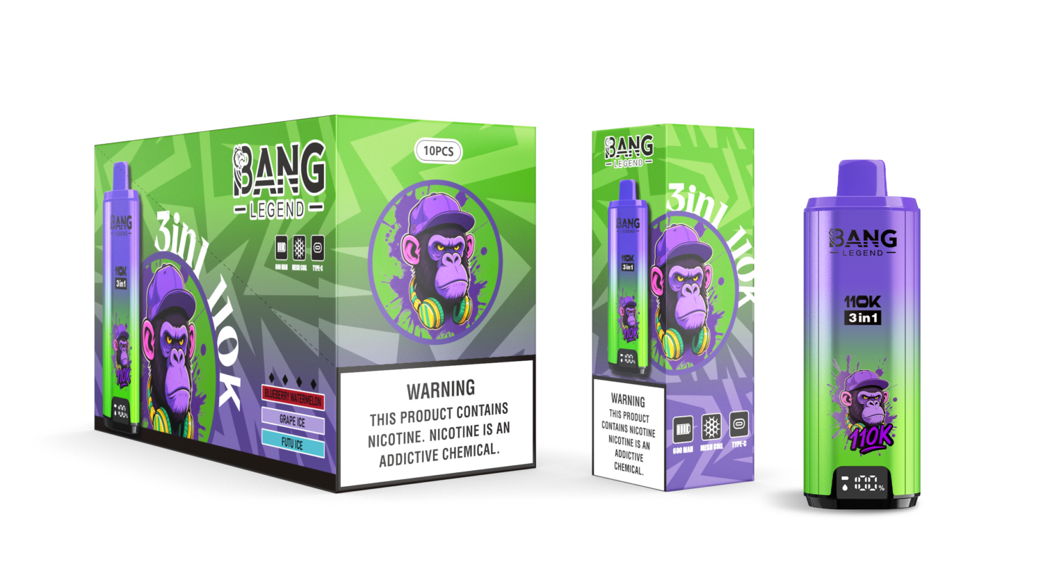 bang legend 110k 3 in 1 - pack Bang Legend 110k Puffs 3 in 1 Flavors - Disposable Vape