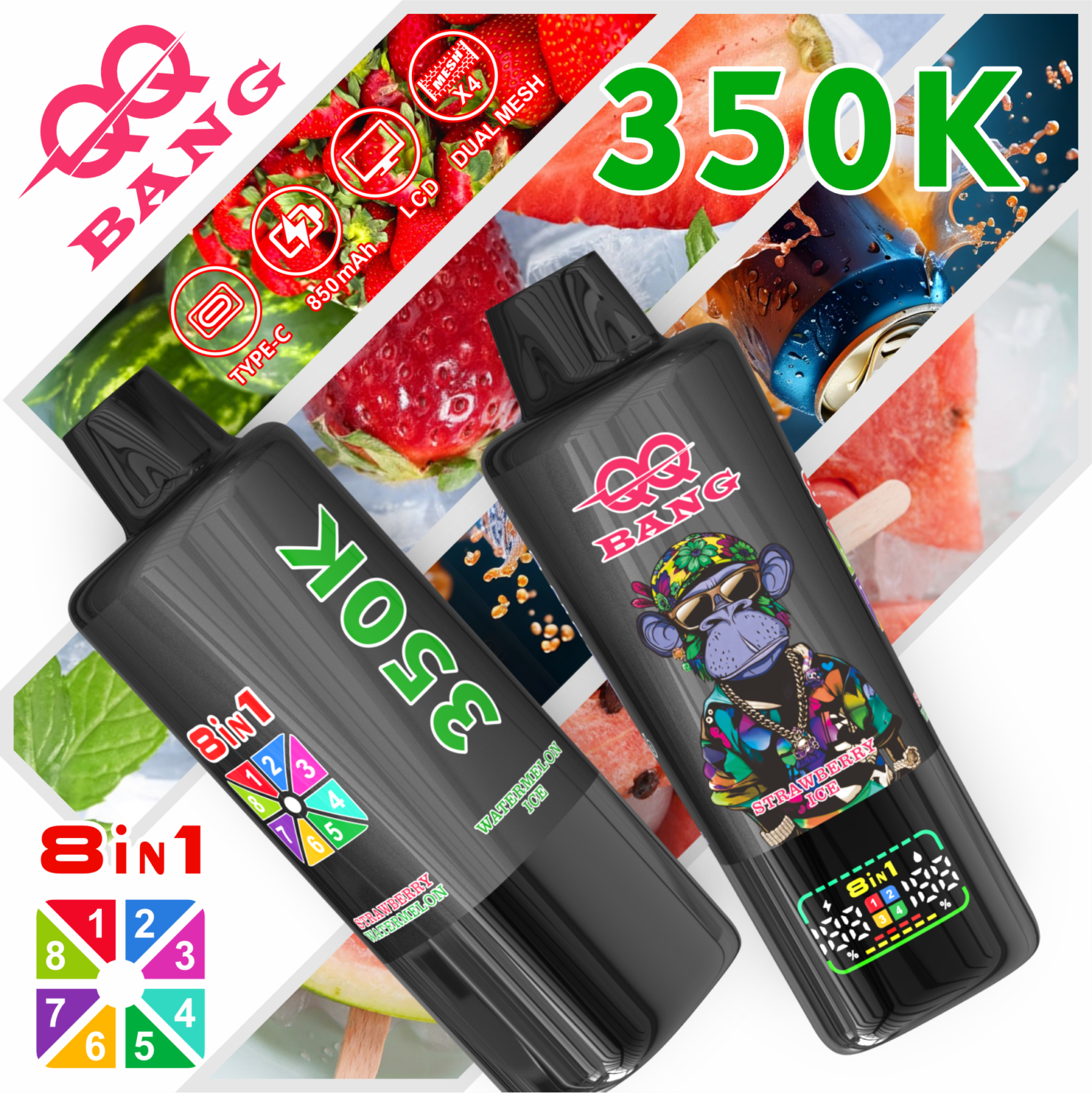 QQ Bang 350k Puffs - 8 in 1 Flavor - Disposable Vape