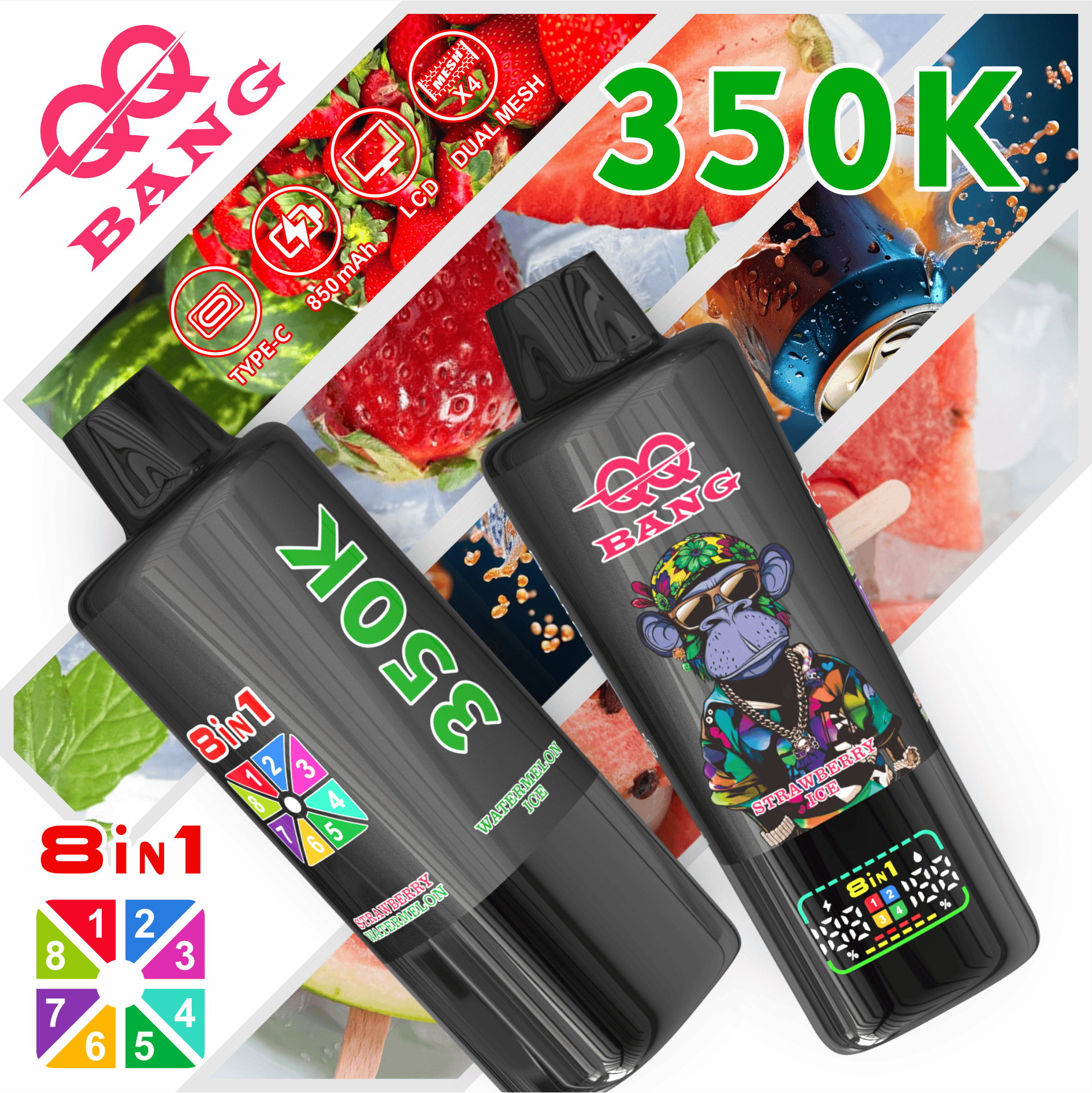QQ Bang 350k Puffs - 8 in 1 Flavor - Disposable Vape