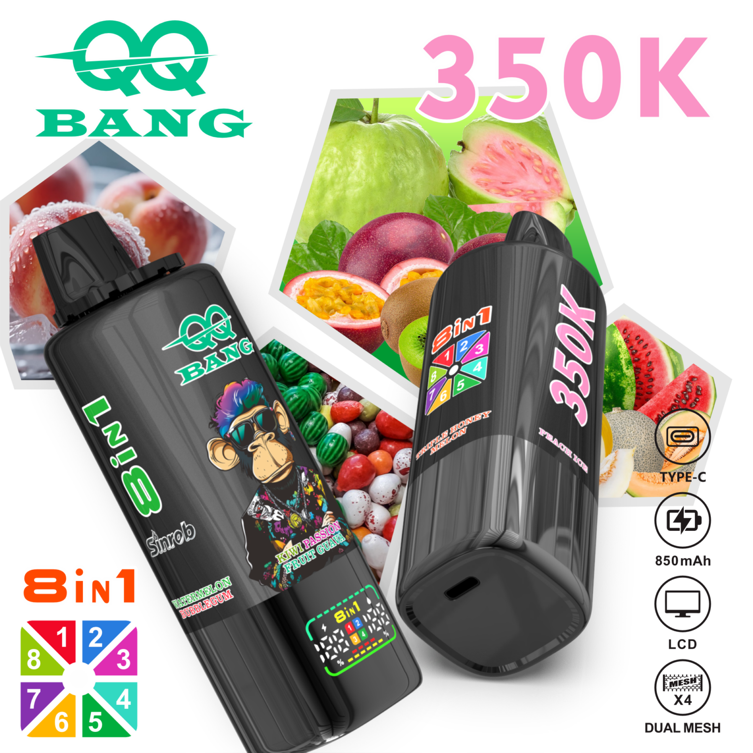 QQ Bang 350k Puffs - 8 in 1 Flavor - Disposable Vape