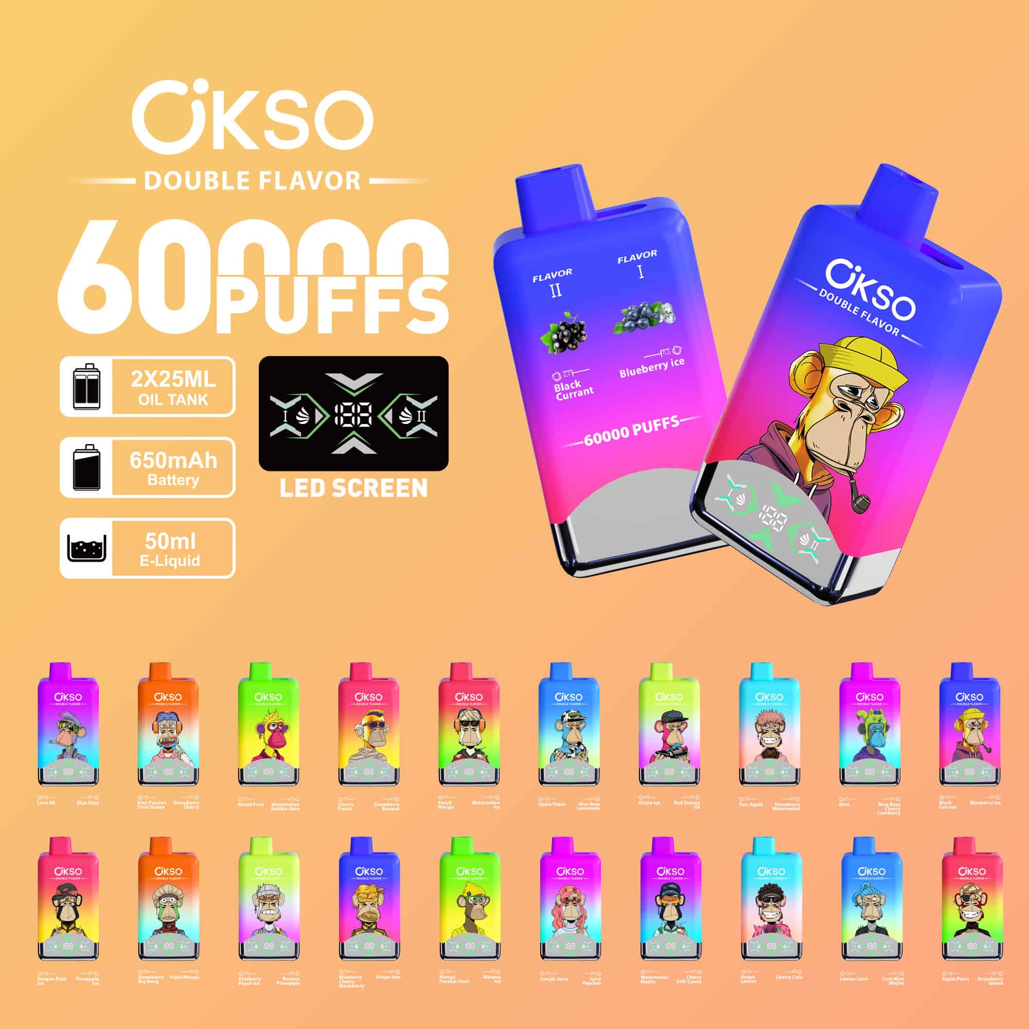OKSO 60000 Puffs Double Flavors - Disposable Vape