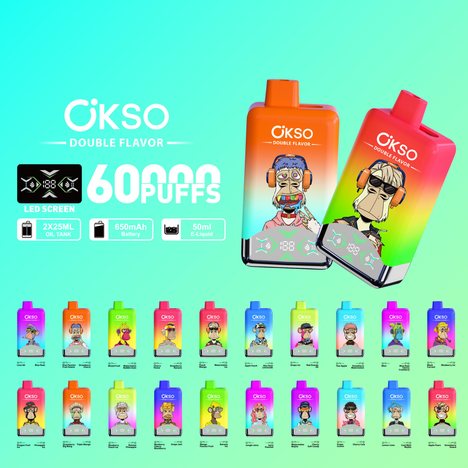 OKSO 60000 Puffs Double Flavors - Disposable Vape