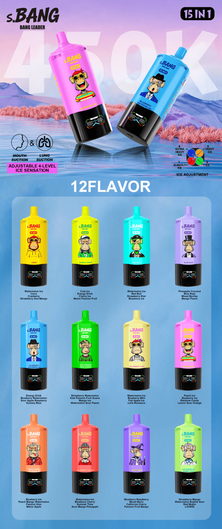 S.Bang - Bang Leader - 450k Puffs - 15 in 1 Flavors - Disposable Vape wholesale and shipping